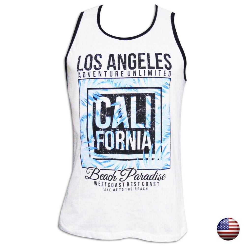 CALIFORNIA MEN LOS ANGELES WHITE TANK TOP S M L XL